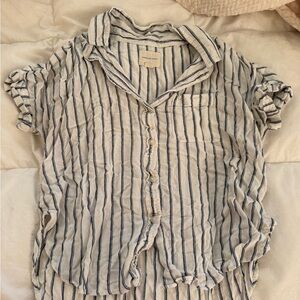 American Eagle Outfitters Blue and White Striped Shirt